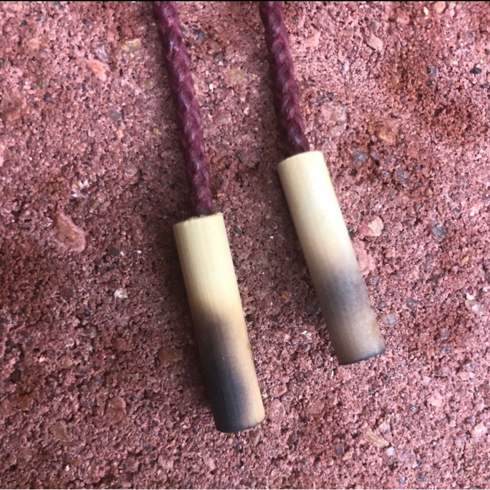 Topo Chico Bottle cap Bolo Tie Bamboo Tips maroon cord bamboo tips unique gift - Picture 4 of 4